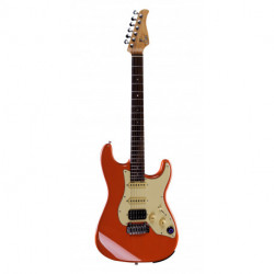 Mooer GTRS-P800RD - Guitare electrique type stratocaster à modélisation Intelligent Processor fiesta red avec housse