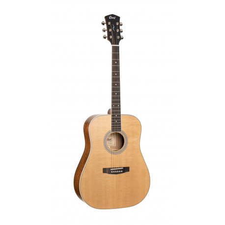 Cort PURE-DBNS - Guitare acoustique Dreadnought table épicéa massif naturel satiné f/e acajou massif avec housse