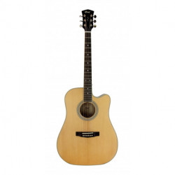 Cort PURE-DCFBNS - Guitare electro-acoustique Dreadnought cutaway table épicéa massif naturel satiné f/e acajou massif + housse