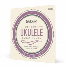 D'Addario EJ65C - Jeu de cordes Nylon 28-32-40-28 pour ukulélé concert