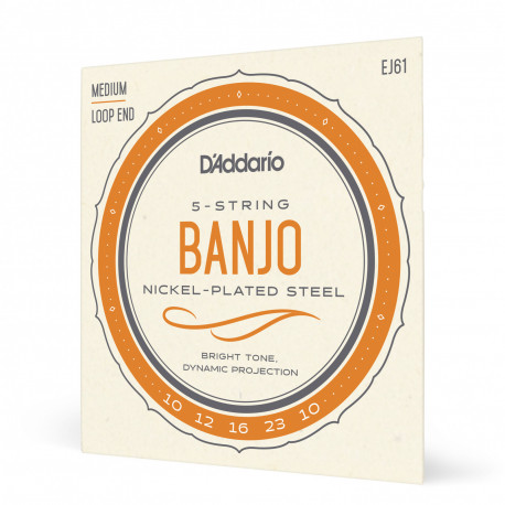 D'Addario EJ61 - Jeu de cordes en nickel pour Banjo 5 cordes 10-23 Medium