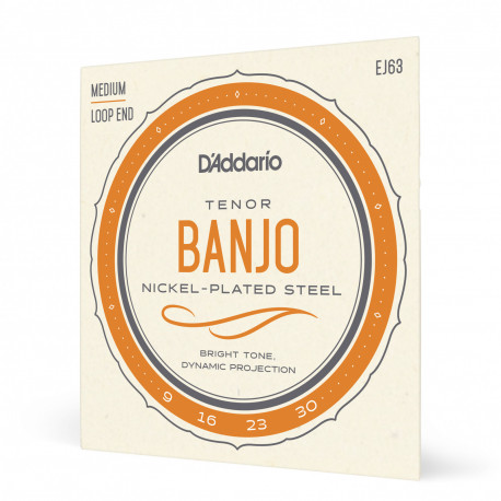 D'Addario EJ63 - Jeu de cordes nickel 9-16-23w-30 pour banjo Tenor 4 cordes