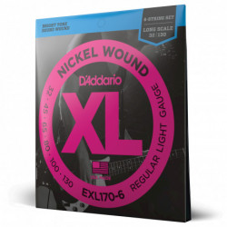 D'Addario EXL170-6 - Jeu de cordes Regular Light 6 cordes 32-45-65-80-100-130 pour basse électrique