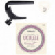 D'Addario Planet Waves PW-UKEB-VM - Pack accessoires Ukulele Essentials Concert Mediators Cordes Capodastre