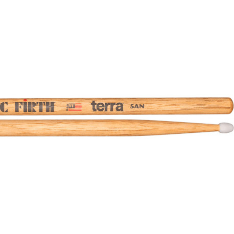 Vic Firth 5ATN - Paire de baguettes batterie American Hickory Terra 5A olive Nylon