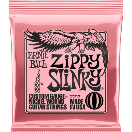 Ernie Ball 2217 - Jeu de cordes Zippy slinky 07-09-13-20w-26-36 pour guitare electrique