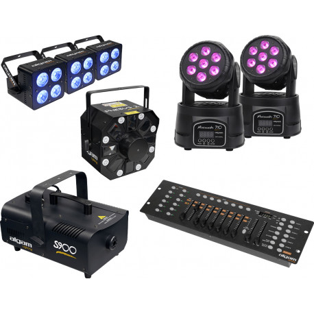 Algam Lighting BUNDLE-DJ - Pack eclairage DJ 3x PAR-410-QUAD, 2x MINIWASH-710, PHEBUS-2, S900, LIGHT-192