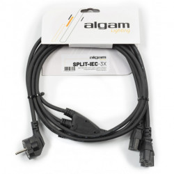 Algam Lighting SPLIT-IEC-3X - Cable d’alimentation 1mm² 1,8m prise Schuko vers 3x IEC femelle 0,6m