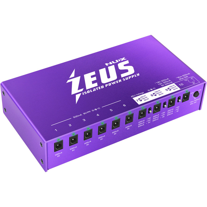 Nux ZEUS - Boitier d'alimentations isolées 10 sorties DC + USB pour pedalboard